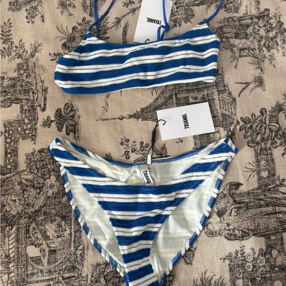 Triangl Swimwear Blue and White Bikini - Mica Joly